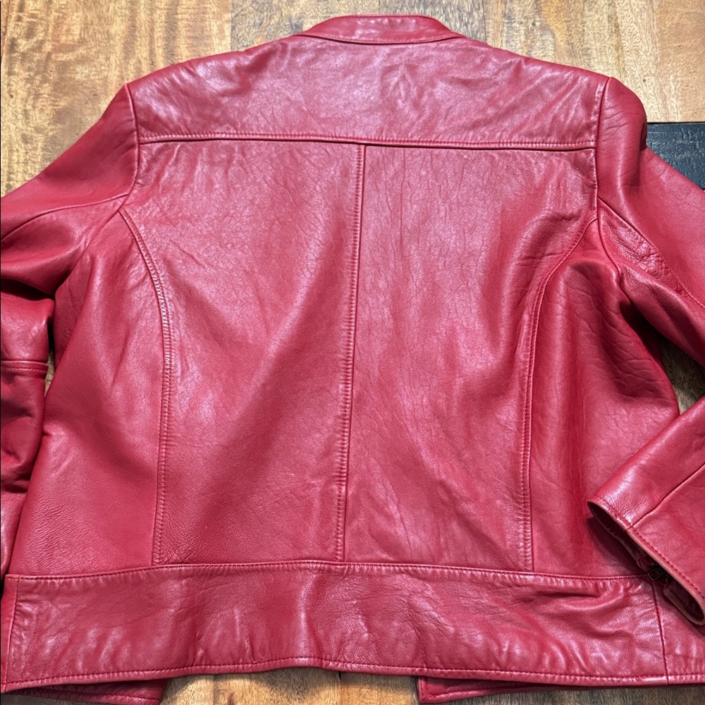 Kathy Ireland genuine leather red vintage zipper jacket - Picture 9 of 9